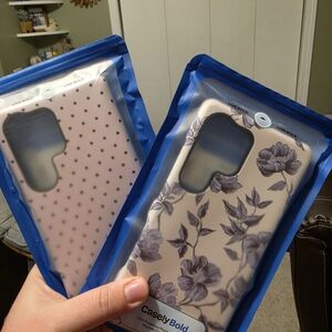 Bold Floral & Polka Dot Phone Case Set — Pink/Blue